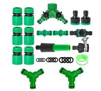 17 Pezzi Connettore per Rubinetto da Giardino,Raccordi per Tubi Flessibili Kit,Universale Raccordi per Tubi Flessibili Kit per 1/2 pollice e 3/4 Pollice,Raccordi Rapidi Acqua per Irrigazione