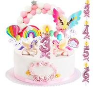 17 Pezzi Decorazione Torta Unicorno 3 Anni, Unicorno Cake Topper Bambina, Torta di Unicorno Decorazioni 3 Anni, per la Festa Compleanno Della Ragazzi Ragazze Decorazione Torte