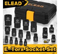 17 Pezzi Set di Bussole E-Torx Invertite - Bussole a Stella in Acciaio al per Chiave a Cricchetto 1/2 3/8 1/4 Pollice Kit di Estrazione di di Precisione con Custodia Sicura Antimanomissione