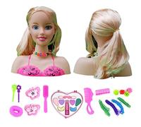 17 pezzi testa di bambola per styling parrucchiere per bambini, manichino educativo cosmetologia accessorio parrucca creativa gioca testa di bambola per bambini ragazze (B)