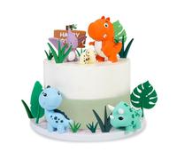 17 Pezzi Topper per 3D Torta Dinosauro Set,decorazioni per torte per bambini，Decorazione per torta a tema giungla，Ideale per ragazzo e ragazza Feste di Compleanno, Baby Shower,Cupcake e Dolci (verde)