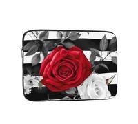17 Pollice Laptop Sleeve Bag Impermeabile Antiurto Laptop Case Bag Nero Bianco Strisce Rosse Fiori di Rosa Borse Pelle del Computer Leggero Tablet Custodia da trasporto