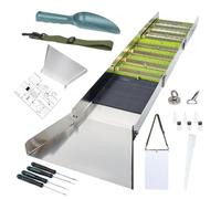 17 Pz Completo Sluice Box Gold Panning Kit, 50" Pieghevole Lega di Alluminio Sluice Box, Include Crevice Picks, Magnifier, Magnete, Fiale & Accessori