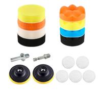 17 Pz Kit Lucidatura Auto, 80mm Tamponi Lucidatura Auto, Lucidare Auto Platorello per Trapano, Kit di Spugne Lucidanti in Lana per Lucidatura Levigatura Ceratura, con M10 Adattatore per Trapano