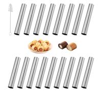 17 stampi da forno Cannoli, in acciaio inox, per riccioli iridescenti, antiaderenti in acciaio inox, cannoli con spazzola per la pulizia, 12 cm, per riccioli iridescenti, cannoli