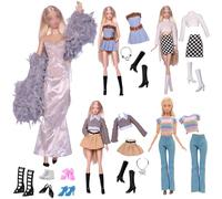 17 vestiti set 1 abito da sera moda set 1 gonne denim 3 maglieria 2 gonne 1 pantaloni 3 accessori collo 1 borsa 5 scarpe per bambole da 11,5 pollici regalo casuale