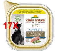 17 X Almo Nature Complete Hfc Cane Vaschetta Pollo Free Range Con Zucchine 85 G