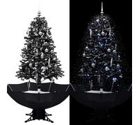170 cm Black PVC Falling Snow Christmas Tree with Umbrella Base, Pre-Lit s, Ornaments, Melodies, Indoor Winter Holiday Home Decor