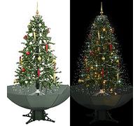 170 cm Falling Snow Christmas Tree with Umbrella Base, Green Artificial Pine, Pre-Lit s, Musical, 72 Branches, Indoor Holiday Home Decor with Ornaments