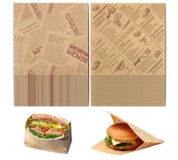 170 Fogli Sacchetti Carta per AlimentiCarta Hamburger, Carta per Gastronomia, Carta da Forno in Stile Giornale per Panini, Snack, Torte, Hot Dog, Patatine Fritte (15 x 15 cm)
