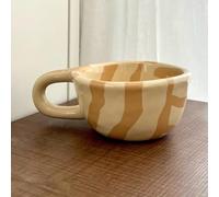 170 Ml / 5.7 Oz, Tazza Colazione A Scacchi, Elegante Tazze Caffe, Design con Manico Ergonomico, Ideale per L'ufficio, La Casa o Come Regalo(Natural)