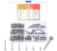 170 PzViti Autofilettanti per Metallo, M4.2 Viti Trapezoidali per Lamiera, Viti Autoperforanti per TettiViti Autoforanti a Testa Esagonale Acciaio Inox 304 per Legno Lamiera Grecata Trapano Metallo
