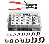 171 fascette stringitubo a molla da 6-25 mm con kit assortito di pinze piatte girevoli, morsetto in acciaio per tubo di aspirazione in silicone a bassa pressione