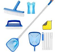 172cm Retino per Piscina,Retino per Piscina Maglia Fine,Retino per Piscina con Manico Telescopico,Retino Piscina,Retina Raccogli Foglie,Set di Pulizia con Spazzola per Piscina e Panni (B)