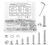 175 Pezzi Viti Torx per Metallo e Dadi, Viti M6 con Testa Frasata Torx, Bulloni e Dadi Rondelle, Bulloni a Testa Piatta Completamente Filettati in Acciaio Inox 304 Con Chiave T30.