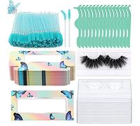 175 Pieces Lash Packaging Wholesale, Include 30 Empty Eyelashes Packaging Box, 30 False Lash Trays, 15 Eyelash Tweezers and 100 Eyelash Brush Mascara Wands Disposable (Green)
