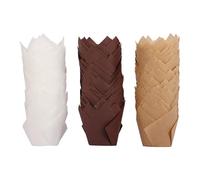175 stampi per pasticceria a forma di tulipano, tre colori (marrone scuro, marrone chiaro, bianco), stampi per muffin per torte, stampi per imballaggi anti-grasso, per feste di compleanno