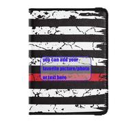 1776 Distressed Bandiera Americana Usa Nero Personalizzare Titolari di Passaporto In Pelle Documenti di Viaggio Organizer Protector Badge ID Vaccino Card Holder Portafoglio Ultra Sottile, 1776