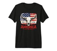 1776 Teschio di Toro America Maglietta Premium
