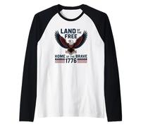 1776 USA Terra Aquila della Libera Casa dei Coraggiosi Patriottici Maglia con Maniche Raglan