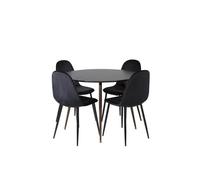 17940-844 PLAZA Tavolo Da Pranzo Ø100Cm Rotondo - Nero/Noci