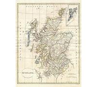 1799 Clement Cruttwell Map Scotland Vintage Art Print Poster Wall Decor 12X16 Inch Carta geografica Scozia Vintage ▾ Manifesto Parete