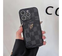 (17Air, Black square) Suitable for iPhone series, this retro card holder case is a luxury and trendy protective cover for your iPhone.