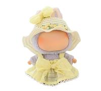 17cm Doll Clothes, Dolls Outfit Accessories, Cute Flower Bow Plaid Dress with Straw Hat for 17cm Dolls Clothes, Play & Display, No Doll Included (Yellow Bow)