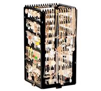 17Dec Portaorecchini rotante a 360°, 5 ripiani, in acrilico, organizer per orecchini a perno, 224 fori e 248 scanalature per orecchini e collane