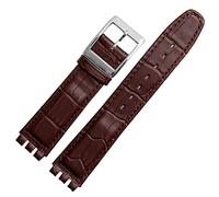 17mm 19 mm cinturino da polso in pelle di vitello autentico per la fascia di orologi da cambio uomo Accessori della fascia da guardia del braccialetto da donna (colore: linea bianca nera, dimensione: