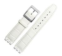 17mm 19 mm cinturino da polso in pelle di vitello autentico per la fascia di orologi da cambio uomo Accessori della fascia da guardia del braccialetto da donna (colore: linea bianca nera, dimensione: