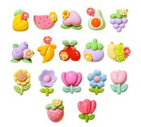 17Pezzi Carini Frutta Fiore Ciondoli per Scarpe, Fragola Avocado Uva Banana Scarpa Charms Accessori Decorativi per Sandali Intasare Bracciale, Resina CLOG Ciondoli Regali di Festa per Ragazze Ragazzi