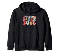 17th Birthday Awesome Since 2008 Retro Vintage 17 Years Old Felpa con Cappuccio