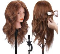 18" 100% Veri Capelli Testina Parrucchiere Testa Studio Parrucchiere Manichino C