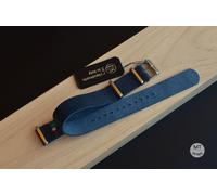 18/19/20/21/22 mm Cinturino artigianale pelle stampa Epsom blu di tipo militare