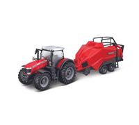 18-31667 Bburago - Trattore Massey Ferguson 8740S con sollevatore di balle