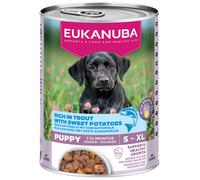 18 + 6 gratis! 24 x 400 g Eukanuba - Puppy Ricco di trota con patate dolci