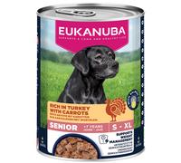 EUKANUBA Cibo umido per cani senior con tacchino e carote, cibo umido premium senza cereali per cani anziani, 6 x 400 g lattine