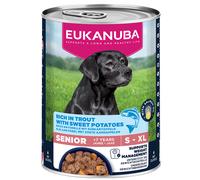 EUKANUBA Cibo umido per cani senior con trota e patate dolci, cibo umido premium senza cereali per cani anziani, 6 x 400 g lattine