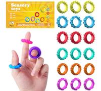 18 Anelli di Acupressione per Massaggio Dita, Giochi Antistress per Adulti e Adolescenti, Anelli Sensoriali con Punte per Ridurre Ansia e Stress, Migliorare Circolazione Sanguigna (6 Colori)