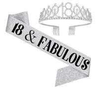 18 Anni Compleanno Coroncina e Fascia,Tiara Coroncina Principessa Decorazioni,Cristallo corone di Strass e Fascia di Compleanno delle Donne per la Festa di compleanno delle Ragazze