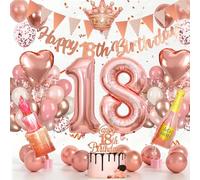 18 Anni Compleanno Donna, Palloncini 18 Anni Oro Rosa, Decorazioni Compleanno 18 Anni, Con Palloncini Cuori e Corone, Happy 18th Birthday Bandierina, Decorazioni Festa Donna