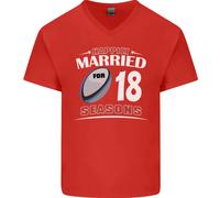 18 Anno Matrimonio Anniversario 18th Rugby Uomo Scollo A V Cotone T-Shirt