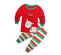 18 Anno Pigiama per Bambino Ragazza Natale Babbo Natale Xmas Cotone Pigiama Set Cotone Bambino Pigiameria Abbigliamento per Bambini Vestito T Shirt Bambini, Colore: rosso, 1-2 Jahre