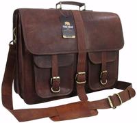 18 " B2P XL Yuge Bear Uomo Vintage Vera Pelle Grande Valigetta Laptop Tracolla