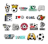 18 ciondoli decorativi a forma di scarpa da calcio per Jibbitz, ciondoli a forma di scarpa da calcio per crocs, accessori da calcio per decorazione a forma di coccodrillo, per ragazzi, ragazze, uomini