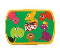18 cm Crazy Dino Sandwich Box, scatola per il pranzo a prova di perdite per la scuola, scatola per snack in plastica per viaggi, picnic, sport, scatola per pranzo isolata senza BPA, 3+ anni