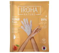 Iroha Nature - Guanti Maschera Riparatori | Pesca e Burro di Karité | Idratazione e Riparazione per Mani Danneggiate e Screpolate | Vegano e 93% Ingredienti Naturali | Sachet 20ml 2 Uds