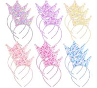 18 corone da principessa, fasce scintillanti, fasce per capelli con paillettes su entrambi i lati, sei opzioni di colore, ideali per celebrazioni, feste e compleanni