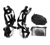18 crampi di crampi da denti in acciaio inossidabile galline per scarpe da gallina con sacchetti impermeabili crampi di alpinismo anti -skid per montagne invernali e piste da sci (Nero)